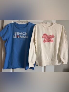 Life Is Good Kids Blue 'Beach Momma' Tee & Cream 'Beach Babe' Sweatshirt Set